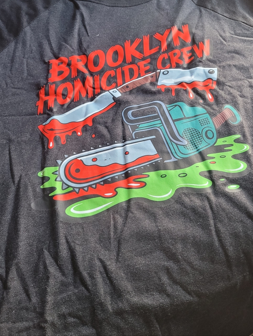 Graphic 'Brooklyn Homicide Crew' Blood-Drip Poster Art T Shirt NYC GRAFF/SUB ART